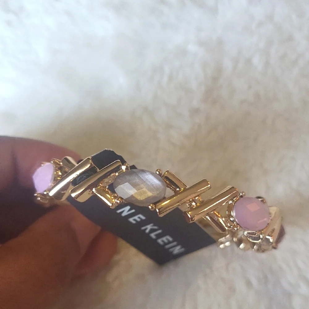 Anne Klein Gold Bracelet with Pink Accents - Picture 2 of 3